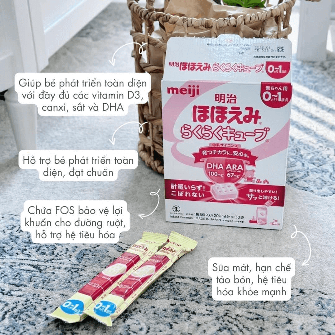 2.Thành phần nổi bật của sữa Meiji thanh 0–1 tuổi